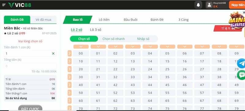 Lô đề 1 Bao lô Vic88
