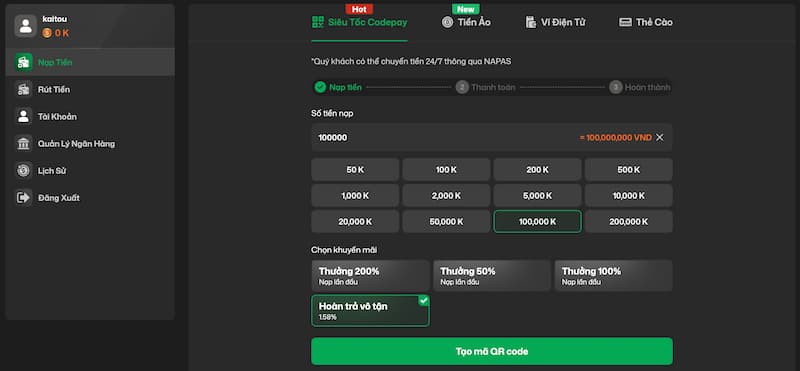 Trang chủ 125 Thanh toán nạp rút vic88 nhanh chóng